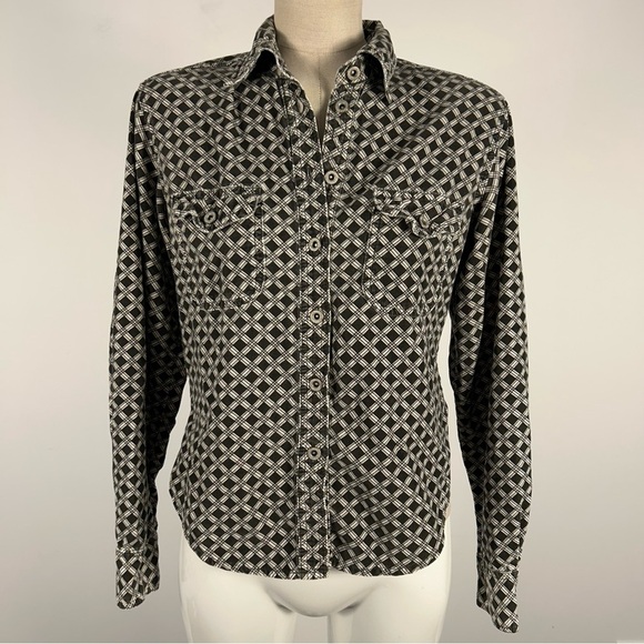 Vintage bluenotes Black and White Geometric Button-Up Shirt M - Picture 3 of 11